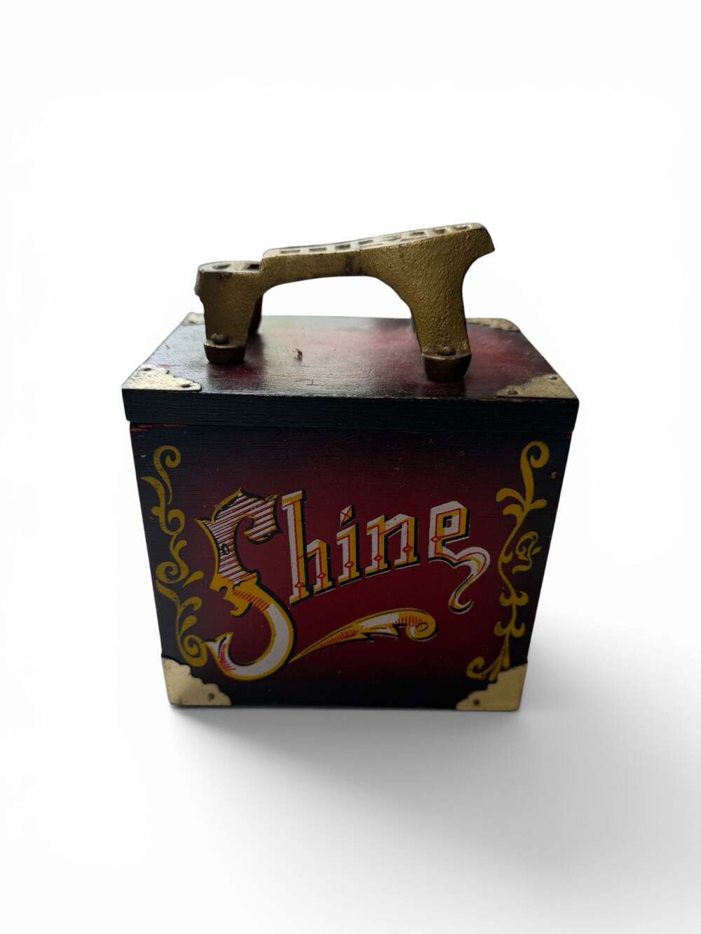 Vintage Price Products Wooden Shoe Shine Box Drink Coaster Set